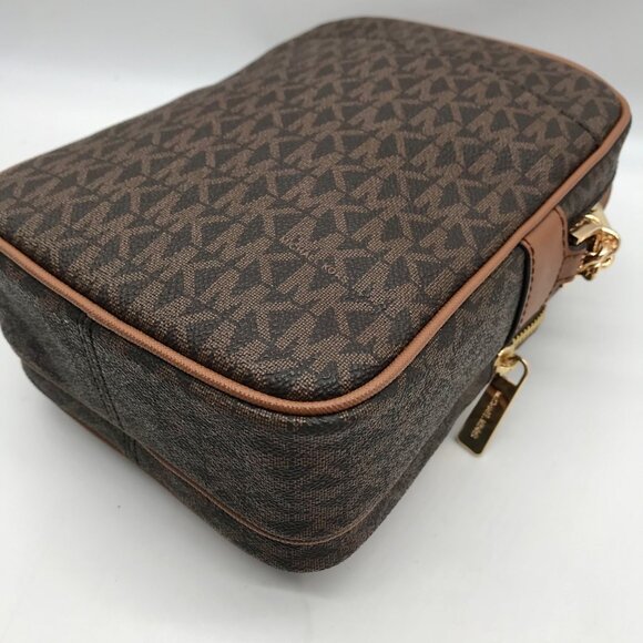 Michael Kors Brown Monogram Canvas Jet Set Travel Crossbody Bag - Picture 8 of 10